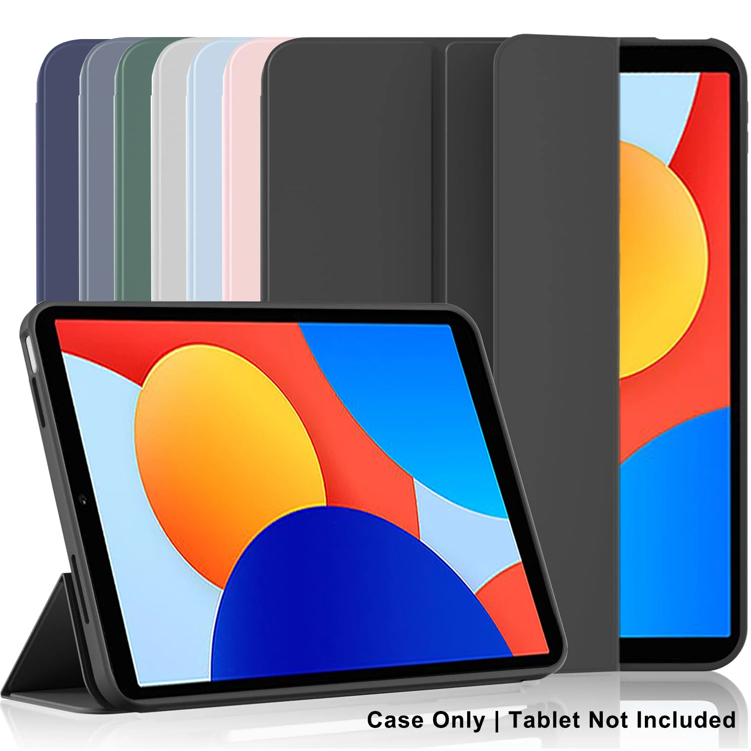Étui à trois volets pour Xiaomi Redmi Pad SE 8,7 pouces 2024 4G, support magnétique, coque de protection en cuir PU et dos souple en TPU