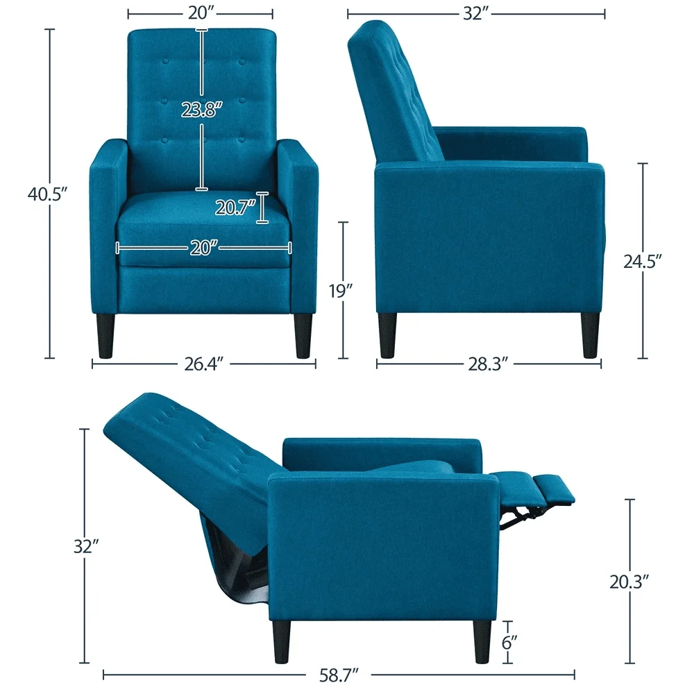 Modern Push Back Recliner Chair Tufted Fabric Pocket Spring Indoor Adjustable Footrest Comfortable Sturdy Easy Assembly For image 5