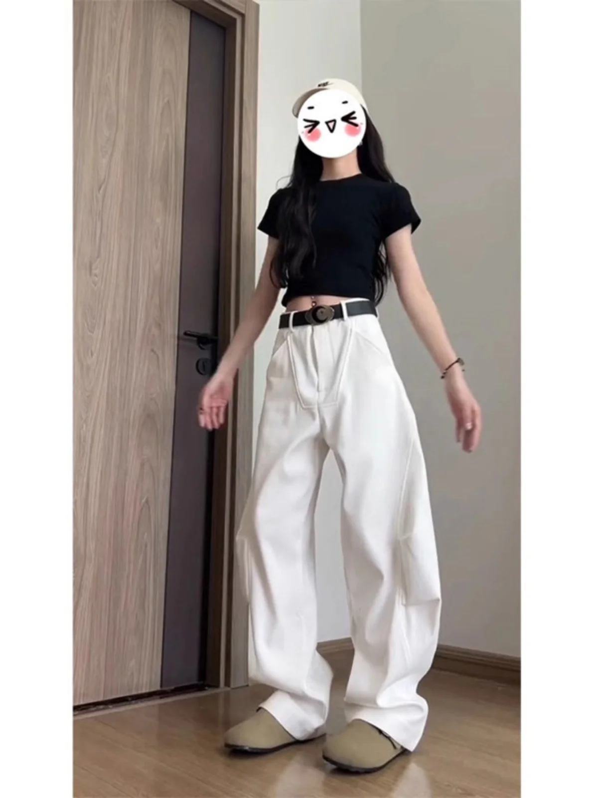 

Cleanfit Casual Loose Men's White High Street Sle Hip And Haome Wide Leg Pants Straight Cut Trousers Faionable Youth