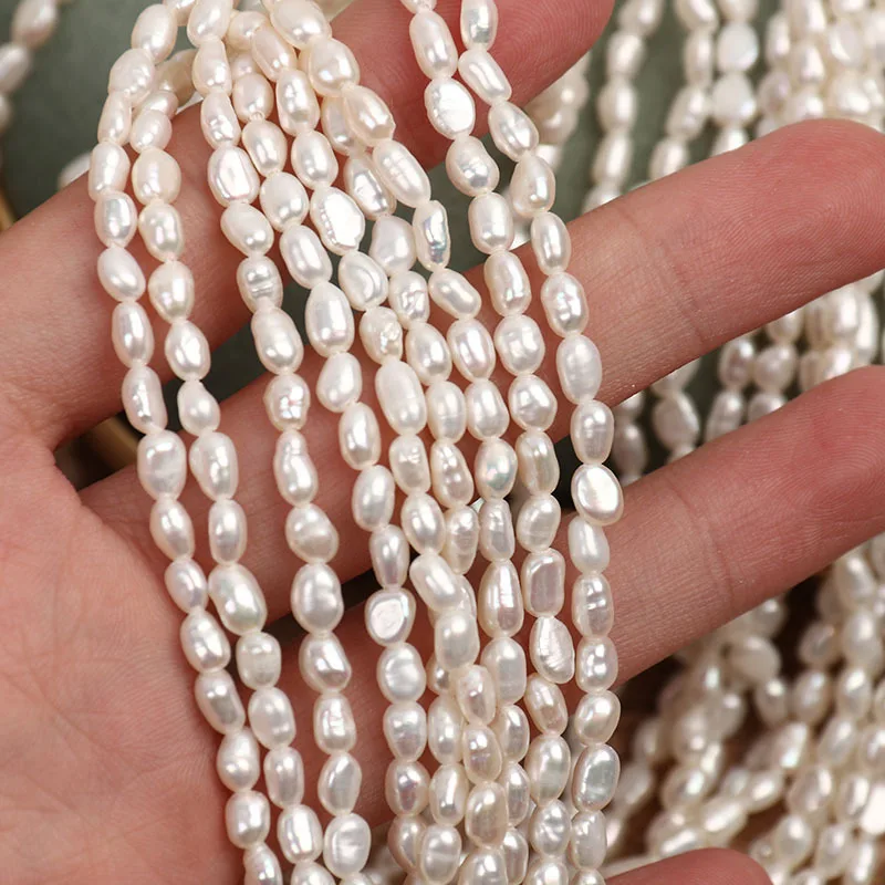 

4-4.5mm Straight-Hole Natural Freshwater Pearls Irregular Shapes Semi-Finished Beads for Jewelry Making DIY Necklace Accessories