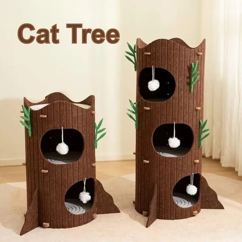

Фетровое кошачье дерево, домашний кошачий домик, многоуровневый котенок, кошки, кровать, мебельные аксессуары, щенки, котята, ловля домашних животных, скрывающие домики