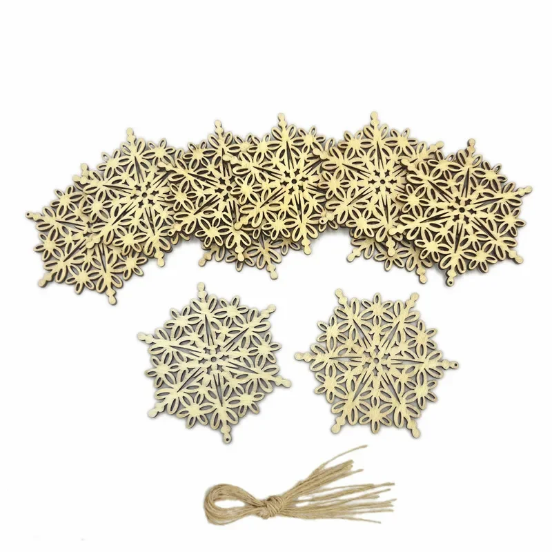 

10pcs 8cm Snowflake Ornaments for Christmas Decoration, Wooden Cutouts Ornament for Hanging Embellishments and Craft DIY