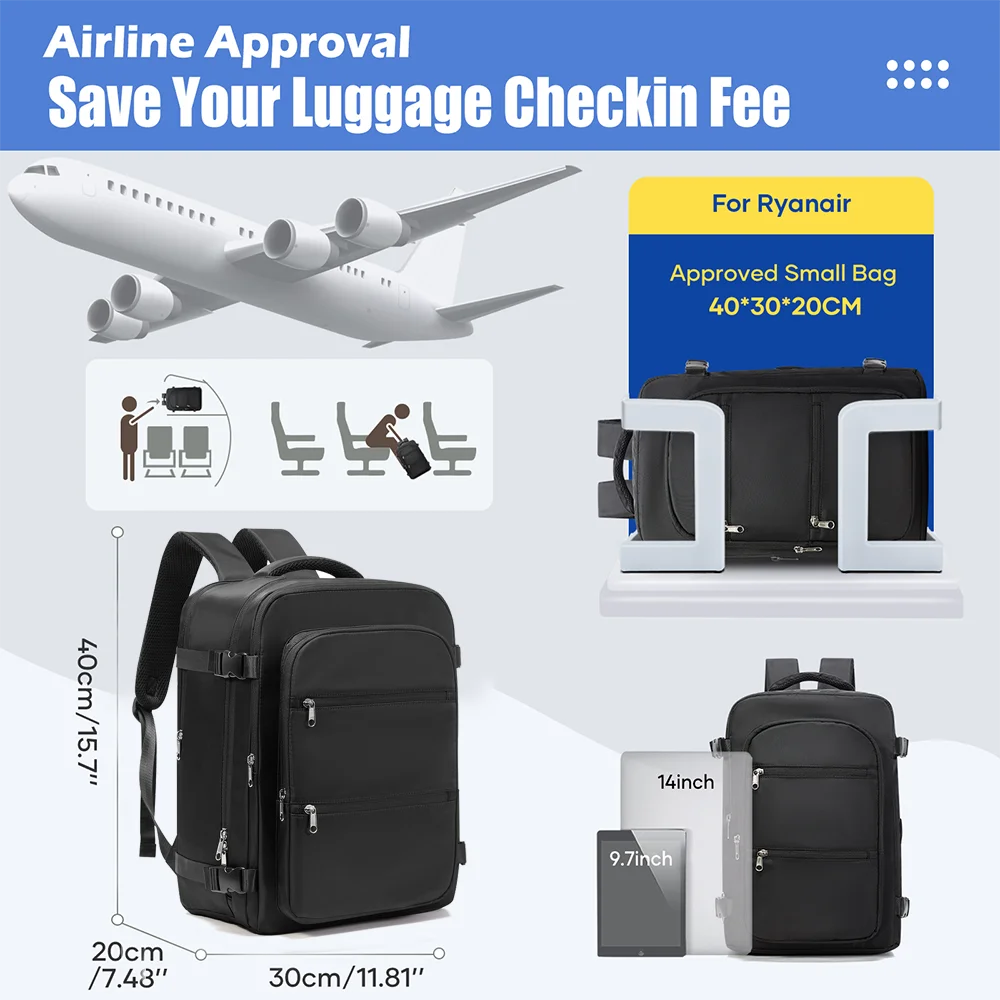 Vacuum Storage Bag, Ryanair 40x30x20 Backpack, Vacuum Backpack, Hand Luggage Travel Backpack Men Work Backpack  Cabin Laptop Bag