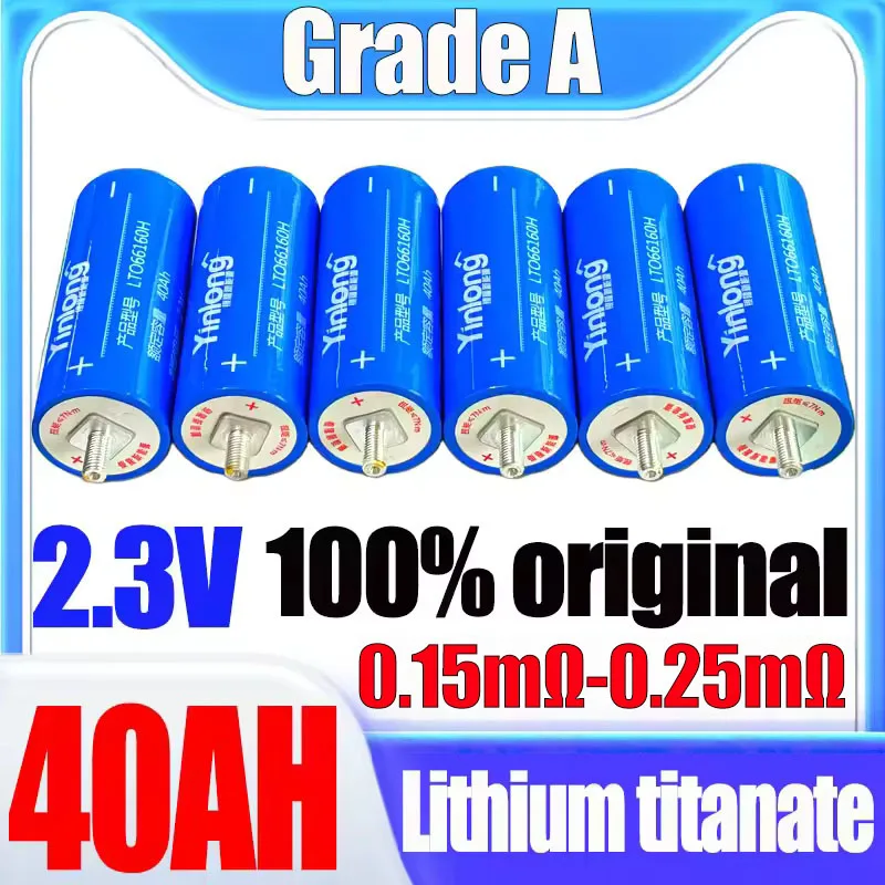 

new Yinlong Grade A 2.3V 40ah lithium titanate battery 10c discharge lto 66160 DIY 12V 24V 48V RV Car audio rechargeable battery