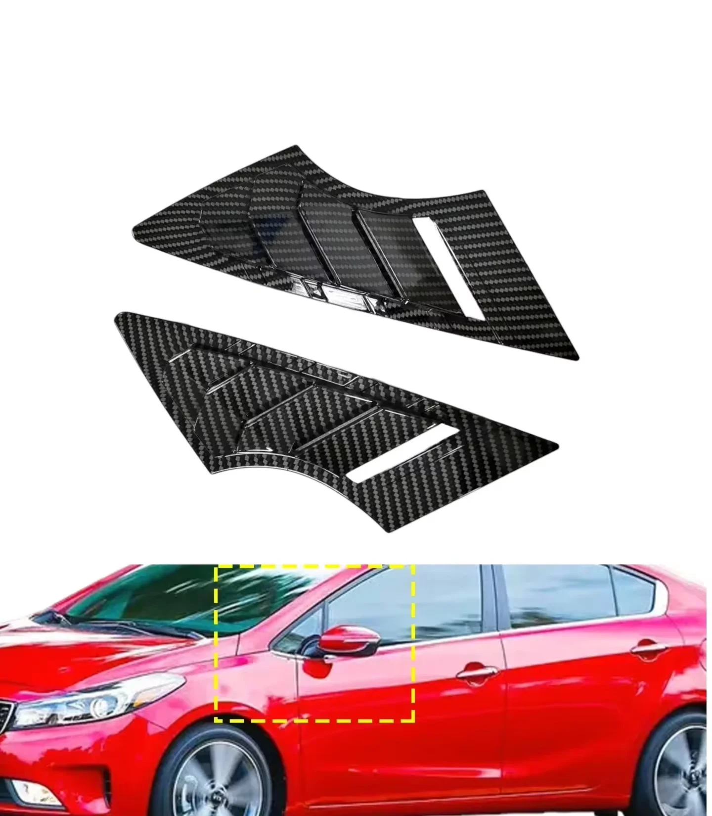 

For KIA K3 Forte Cerato 2013-2018 Car Front Louver Window Side Shutter Cover Trim Sticker Vent Scoop ABS Carbon Accessories Auto