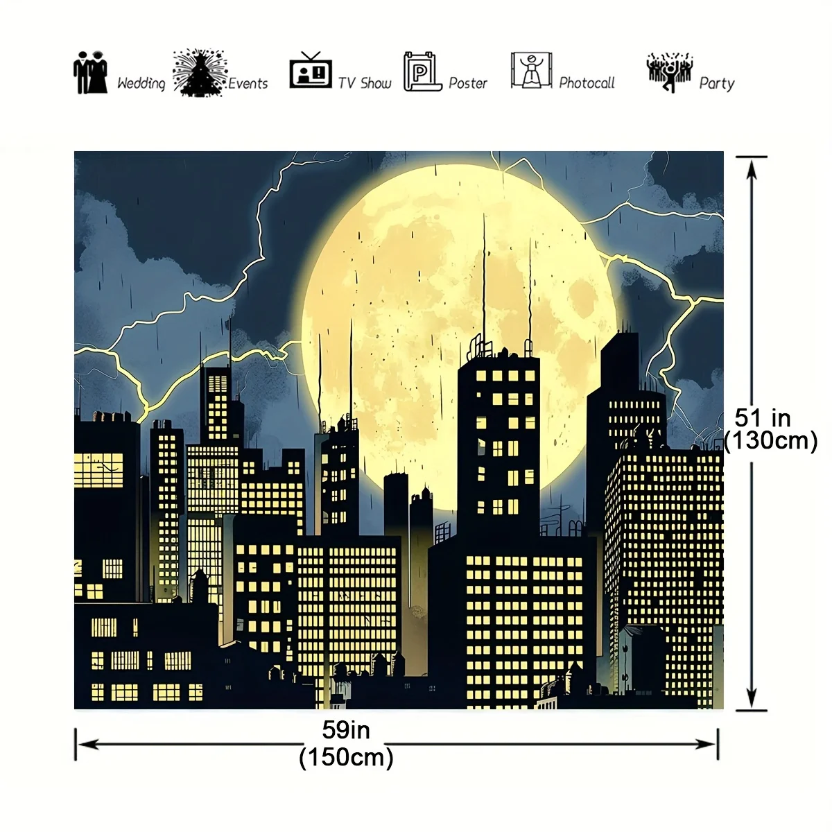 Superhero Super City Photography Background Full Moon Bat Photo Birthday party Background banner Home decor items - Image 4
