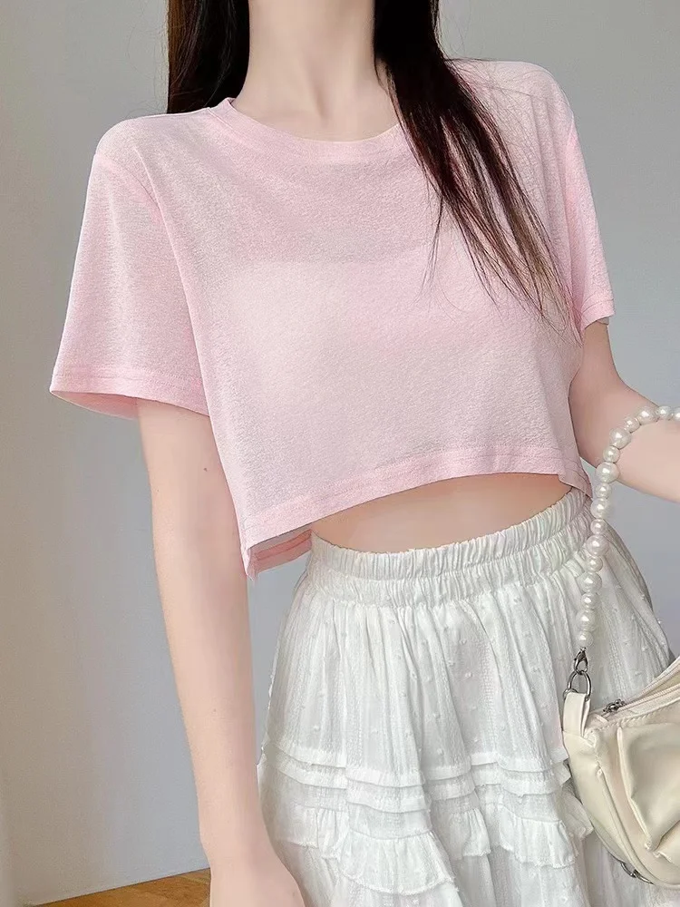 

Ice Sensation Thin Veil Sun Protection Shirt Women's Summer Loose Transparent Air Conditioning Shirt Short Coat T-Shirt Belly...