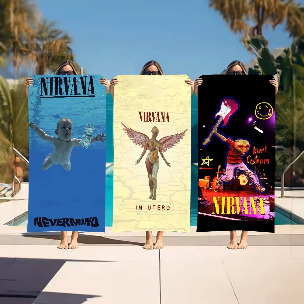 Band N-Nirvana-S Towel Sports Quick Dry Travel Camping Gear Sandproof Soft Light Large Beach Towel