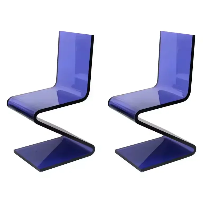 Plexiglass Dinning Table Chair Modern Cantilever Z Chairs in Blue Lucite Acrylic Z Style Chair