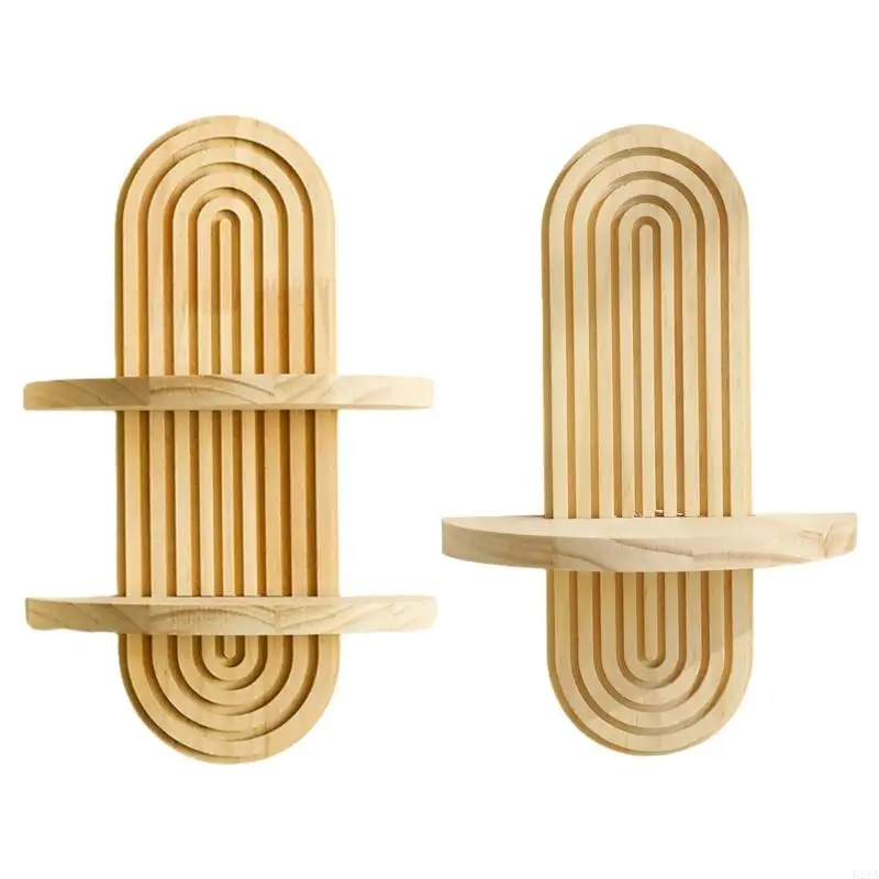 2025 Rak Penyimpanan Dinding Baru Rainbow Arch Wooden Rak Mengambang Untuk Kamar Tidur Pembibitan