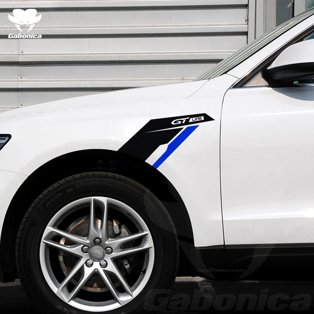 2 Pcs Wheel Eyebrow Car Sticker For Peugeot GT GTI GTLINE 208 308 2008 3008 108 306 208 Auto Body Decal Car Tuning Accessories