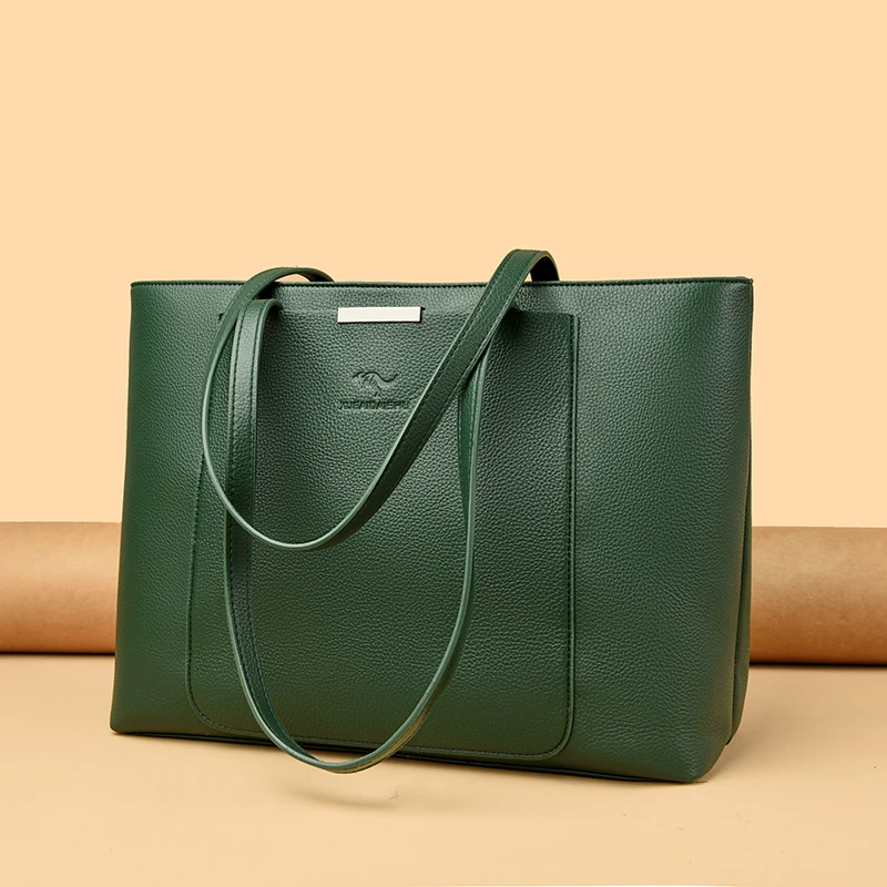 Solid Color Luxury Handbag Women Bags Designer HIgh Quality Leather Shoulder Bags for Women 2024 High Capacity Shopping Tote Bag