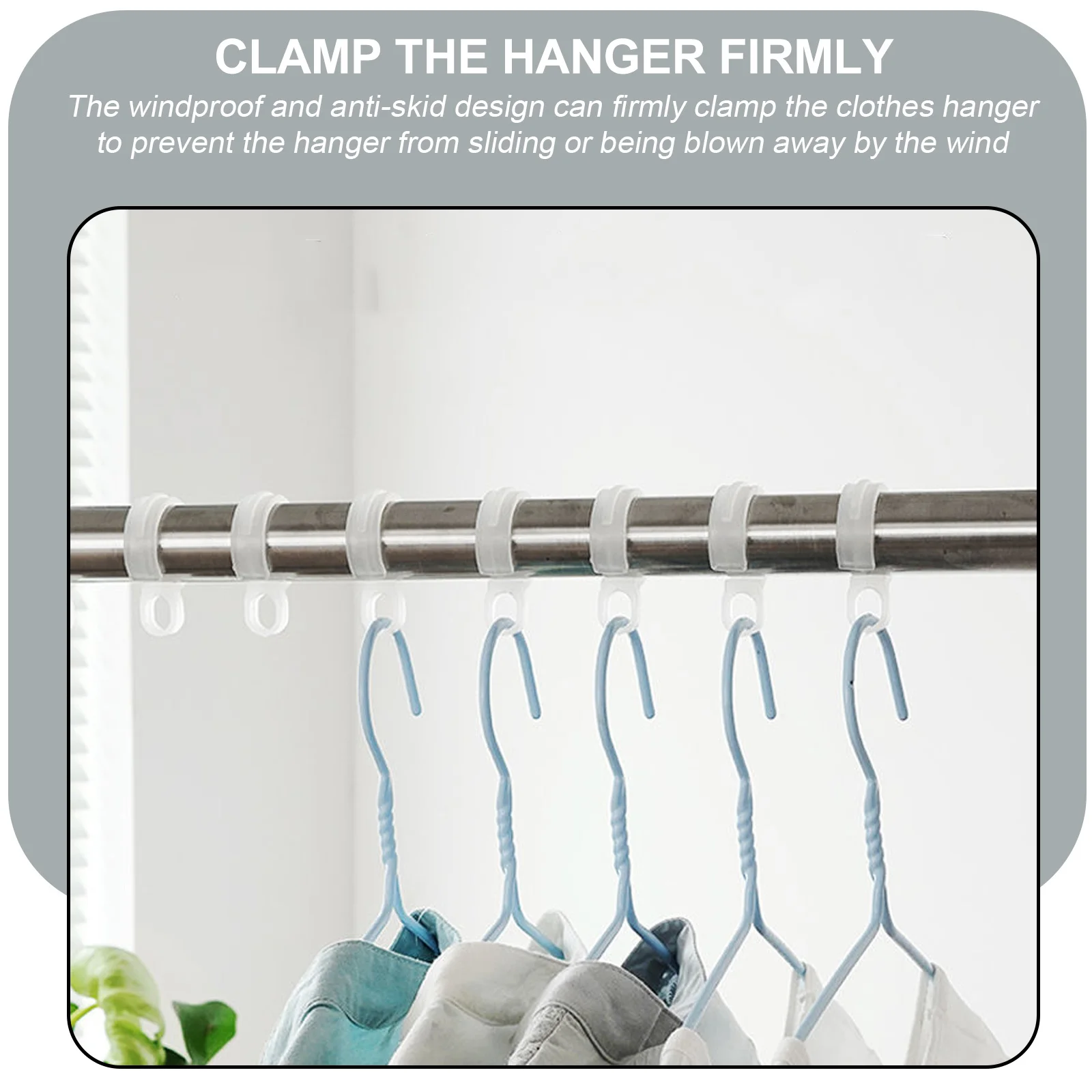 

100Pcs Windproof Clothes Hanger Buckle Hooks White Plastic Round Clips Household Portable Useful Fixing Hooks Clothes Rod