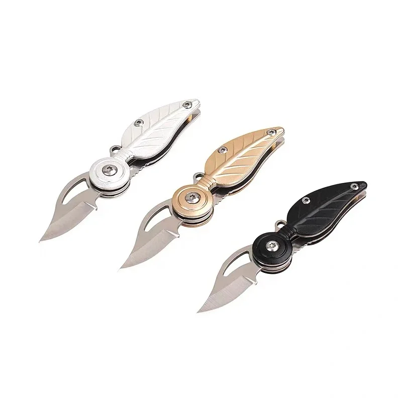 Swayboo Stainless Steel Multifunctional Leaf Shape Folding Knife Mini Sharp Aluminum Alloy Handle EDC Express Keychain Knife