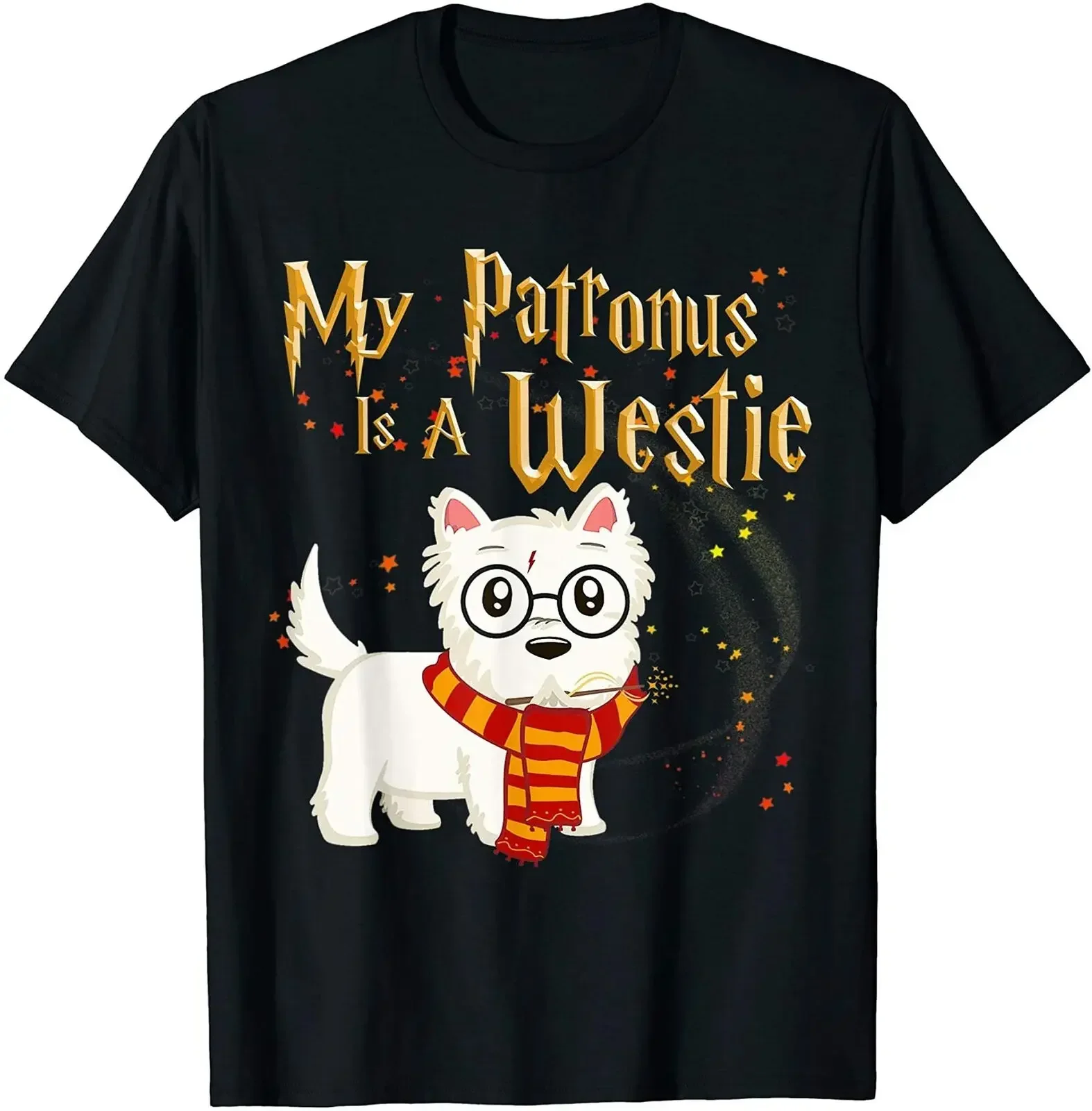 Mi Patronus es un regalo. Camiseta divertida para hombre, regalo de Navidad para amantes de los perros Camiseta de algodón de manga corta para hombre y mujer, camisa Unisex de cuello redondo, S-3XL