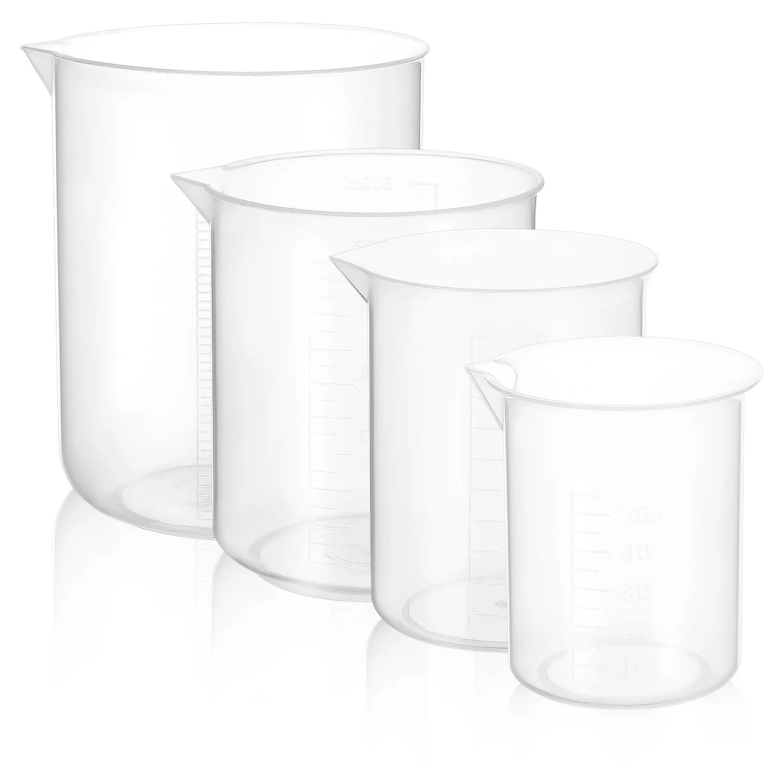 4Pcs Measuring Cups Set Thickened Plastic Liquid Measuring Jugs Clear Scale Stackable Kitchen Lab Mixing Cups for Resin Epoxy