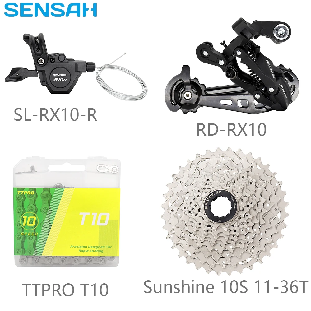 SENSAH RX10 1X10 Speed Bicycle Derailleur Kits TTPRO T10 Chain Sunshine 11-36/40/42T Cassette For Bicycle Parts