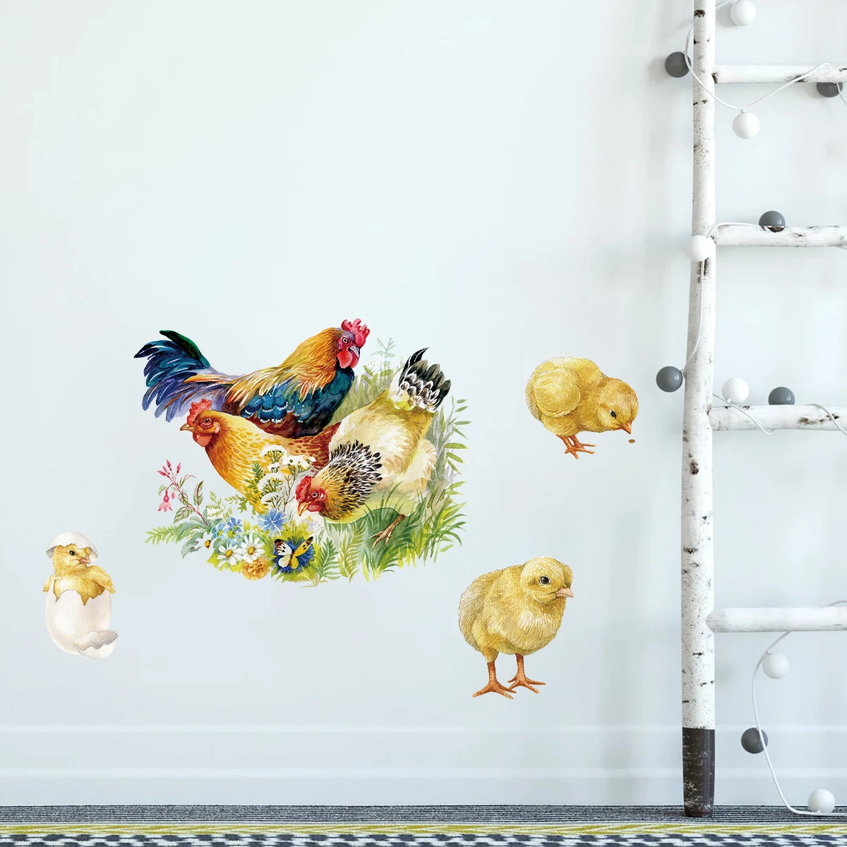 1Pc Watercolor Lifelike Chick Wall Stickers for Windows Wall Decoration Bedroom Children Room Kids Room Decor for House Decals