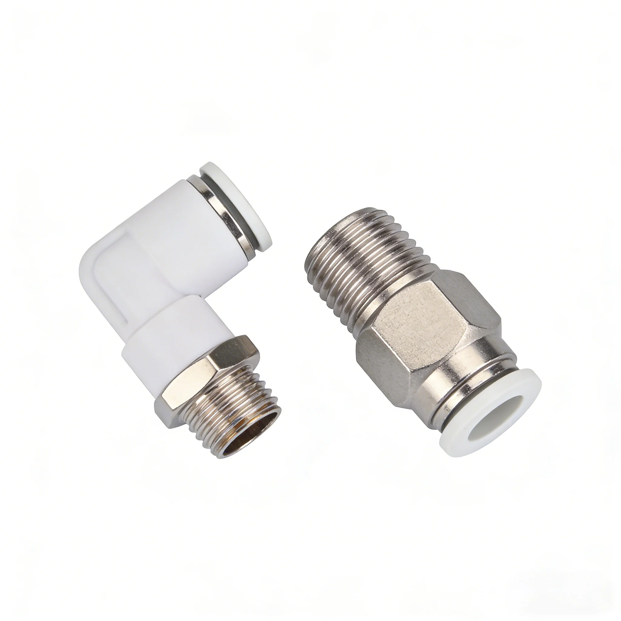 10Pcs  Tracheal quick plug PC PL pneumatic external thread straight quick connector white PC4/6/8/10-M5 1/8 1/4 3/8 1/2