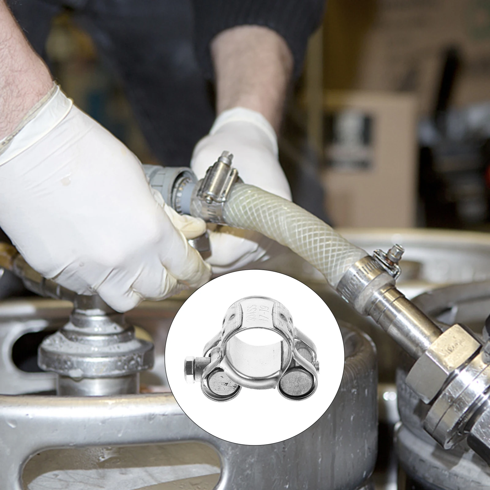 

4pcs Stainless Steel Strong Hoop T-Bolt Clamp Heavy Duty Pipe Clamps Adjustable Rust-Proof Wear-Resistant Industrial