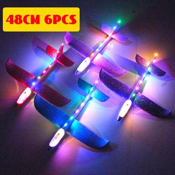 เครื่องบินโฟม EVA ขนาดใหญ่48ซม. เครื่องบินของเล่นแบบขว้างด้วยมือเครื่องบินแบบ DIY ของเล่นการขว้างปาวงเวียนเครื่องบินของขวัญสำหรับเด็ก