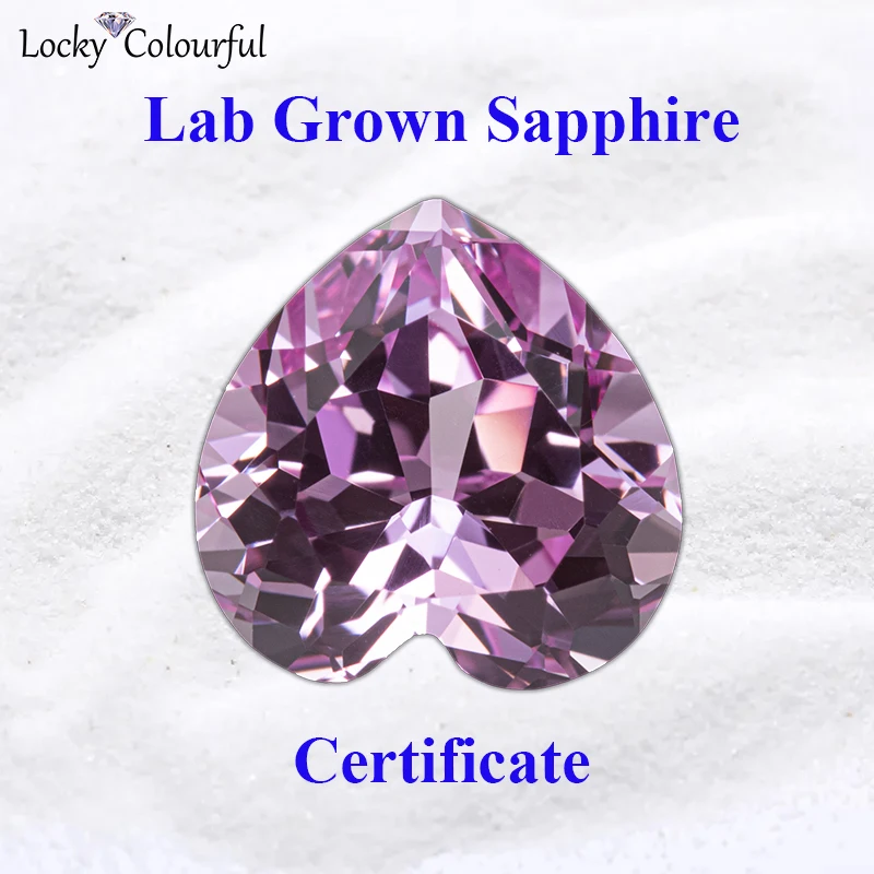 

Lab Grown Sapphire Pink Color Heart Shape Top Quality Charm Beads for Diy Jewelry Making Earrings Selectable AGL Certificate