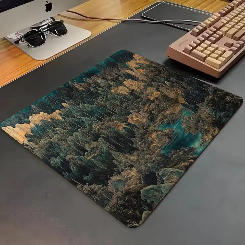 Popular Vintage Chinese Ink Pine Mountain Rainforest Small Mouse Pad Speed Mousepad Premium E-Sports Gamer Desk Mat For Laptop