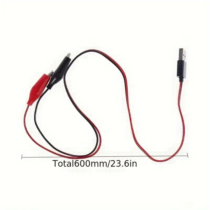 1/2/5PCS 60CM Alligator Clips Clamp To USB Male-Female Connector Cable Crocodile Electrical Clip Power Supply Extension Wire