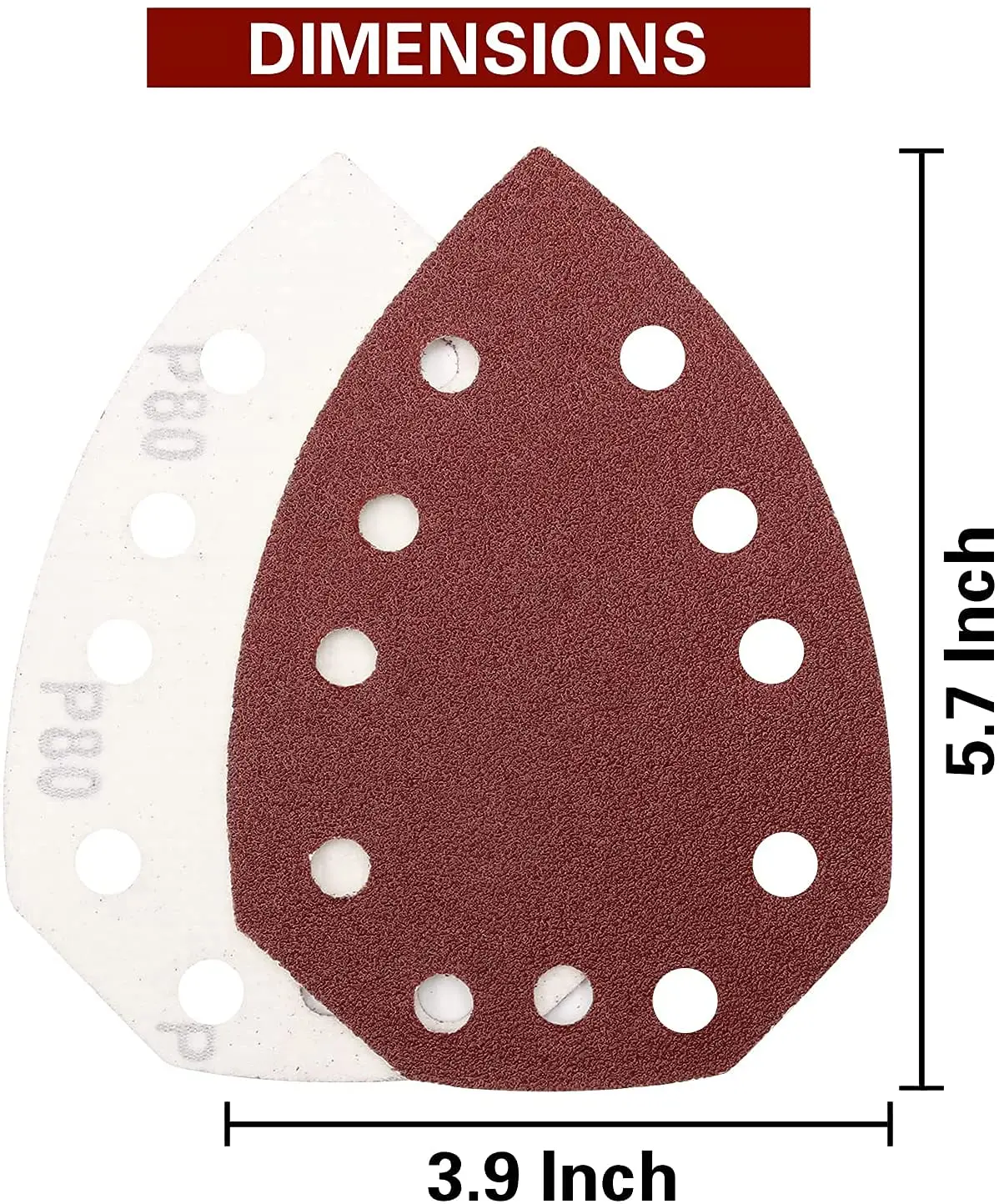 50Pcs Red Sanding Disc 60/80/120/180/240 Assorted Grits Hook and Loop 11Holes Aluminum Oxide Mouse Sandpaper Fit Multi-Sander