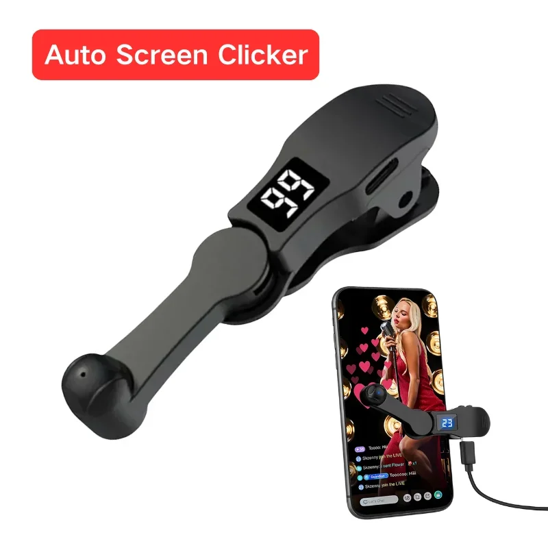 Clicker de pantalla automático USB para aplicaciones de teléfonos inteligentes, dispositivo de transmisión en vivo, simulador, pantalla de juego para teléfono inteligente, trípodes táctiles