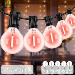 G40 Led Outdoor String Lights E12 EU US Waterproof Connected For Street Garland Party Fairy Light Camping Red Color Light Chain