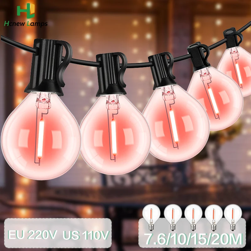 Multicolor G40 Led Outdoor String Lights E12 EU US Waterproof Connected For Street Garland Party Fairy Light Camping Light Chain