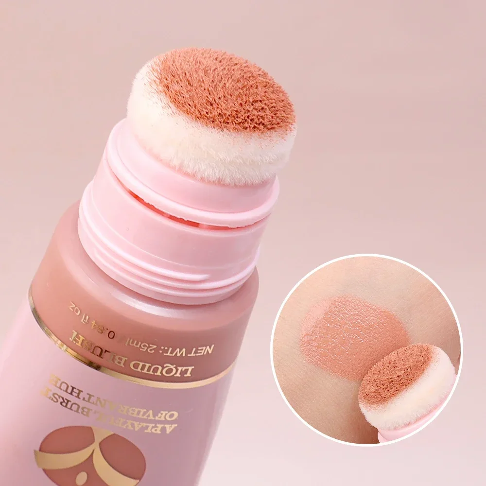 6Color Blush Liquid Cream Bronzer Contour Blusher Beauty with Cushion Lasting Natural Skin Tint Face Blush Wand for Cheek Makeup