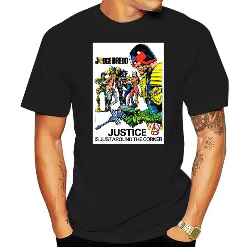 Official 2000AD Judge Dredd Justice T-shirt Judgement D Day Stontium Dog Merch Cheap wholesale tees100% Cotton For Man