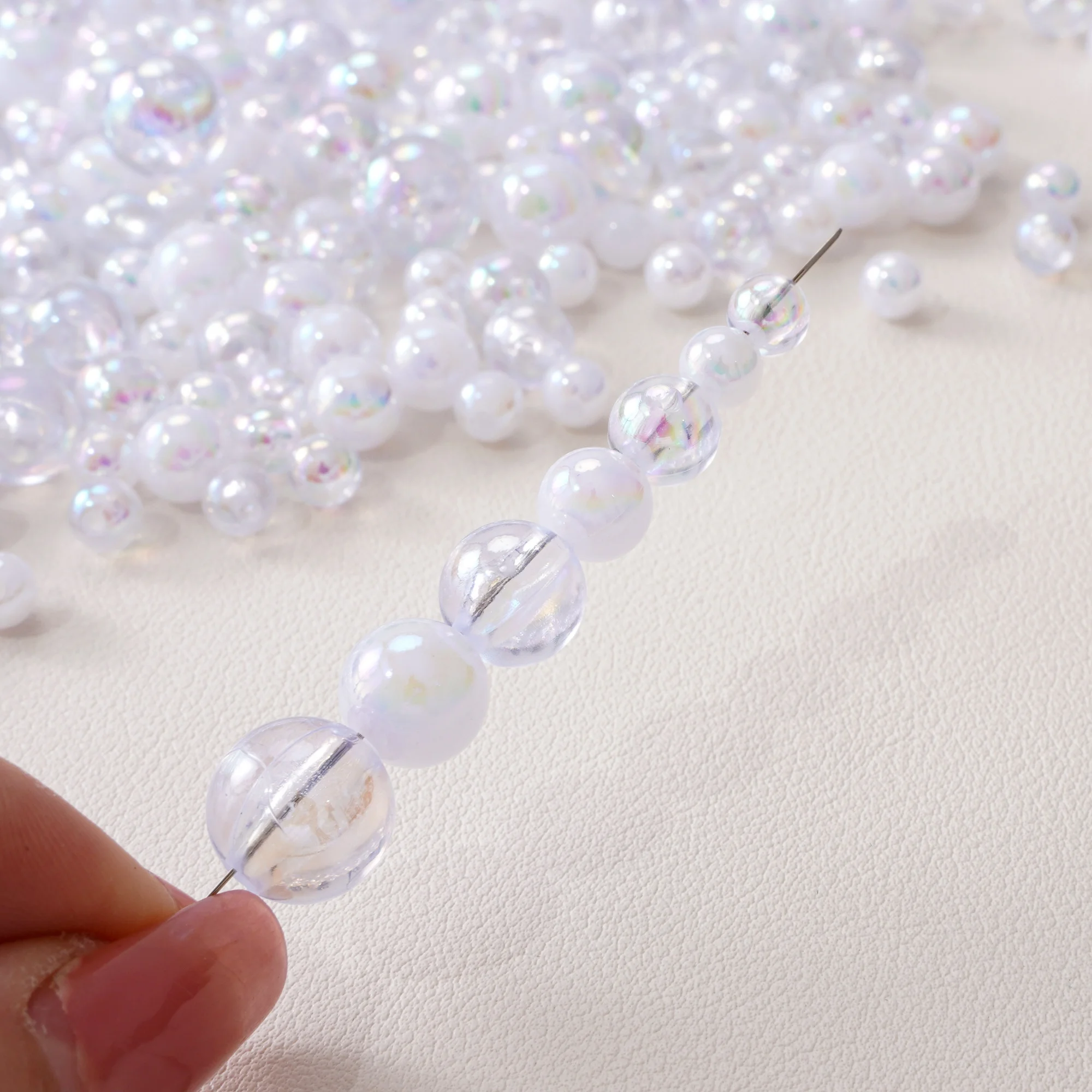 

30/50pcs 6-12mm Acrylic White/Transparent Round Beads Loose Beads For DIY Jewelry Making Phone Chain Pendant Bracelet Supplies