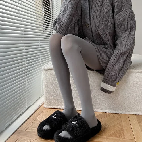 Imagen 2 del producto Medias de color gris ahumado para mujer, moda JK, seda blanca, acabado mate, cómodas medias de terciopelo, pantimedias de nailon suave