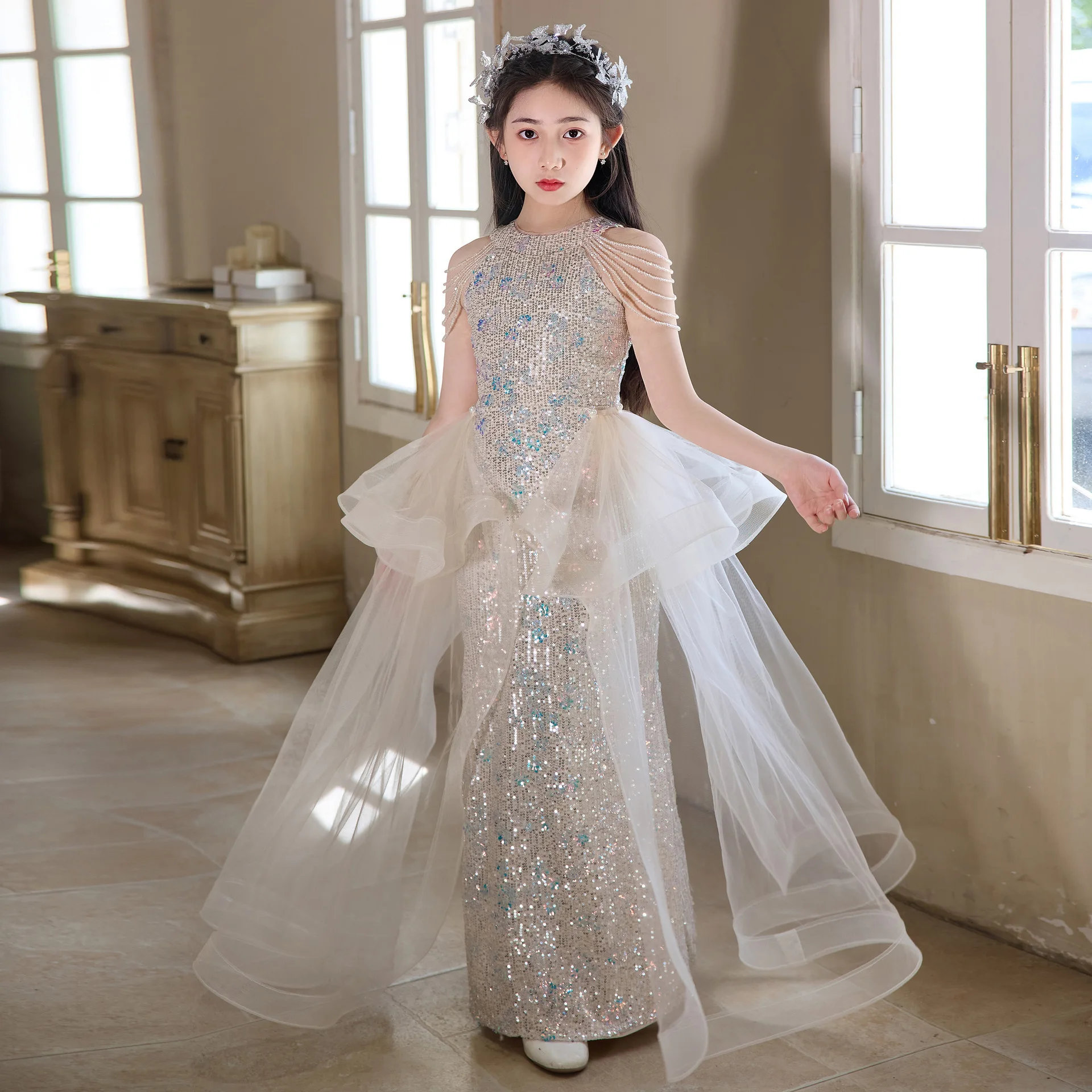 luxury-girl-gown-sequin-mermaid-dress-detachable-train-beaded-shoulder-long-fishtail-princess-dresses-wedding-party-performance