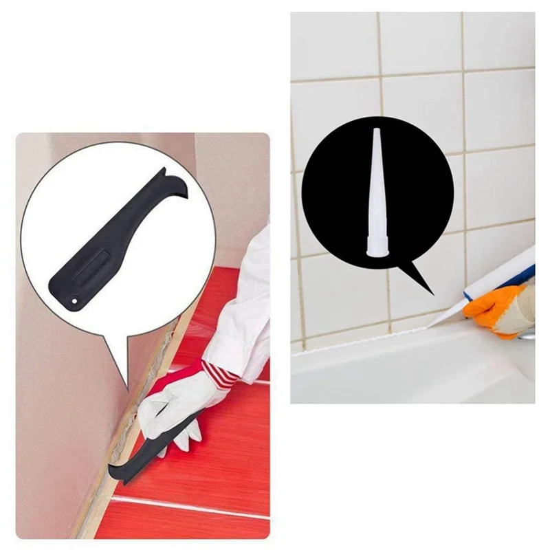AT44-34 Pieces Caulking Tool Kit Silicone Sealant Finishing Tool Grout Scraper Caulk Remover And Caulk Nozzle And Caulk Caps