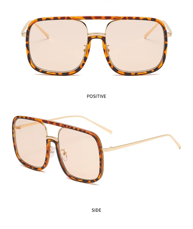 Übergroße Piloten-Sonnenbrille für Damen, Punk-Stil, große Rahmenbrille, modische Retro-Herren-Outdoor-Sonnenbrille, Box-Brille mit Leopardenmuster – Detail 9