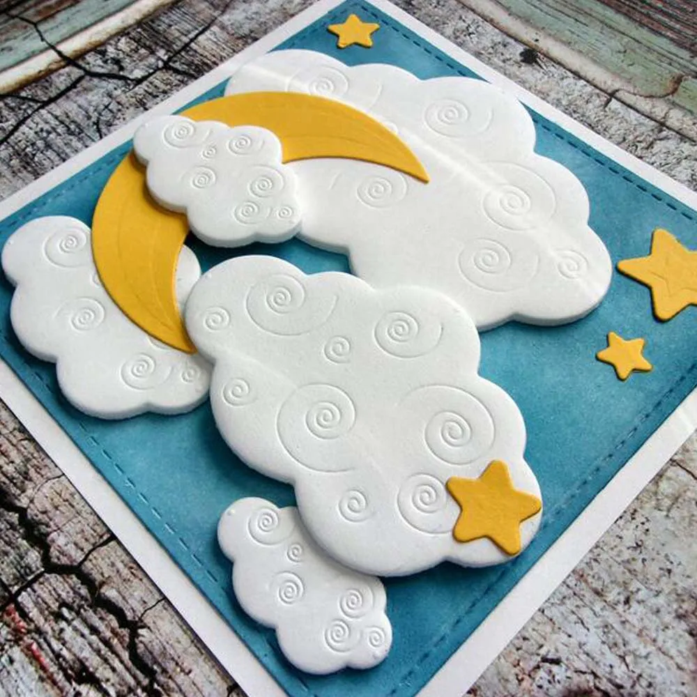 Metal Cutting Dies Night Sky Clouds Stars Moon Decoration DIY Scrapbooking Paper Craft Knife Blade Stencils Embossing