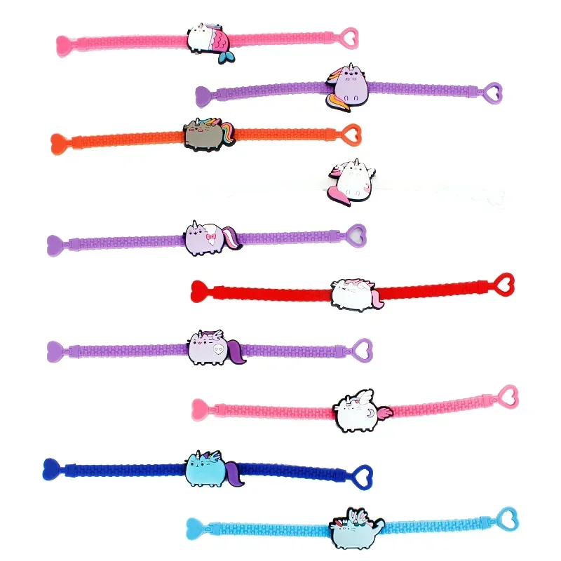 Pusheen Kids Bracelet Cartoon Anime Figures Fat Cats PVC Silicone Soft Rubber Wristband Bangle Ornament Birthday Christmas Gifts