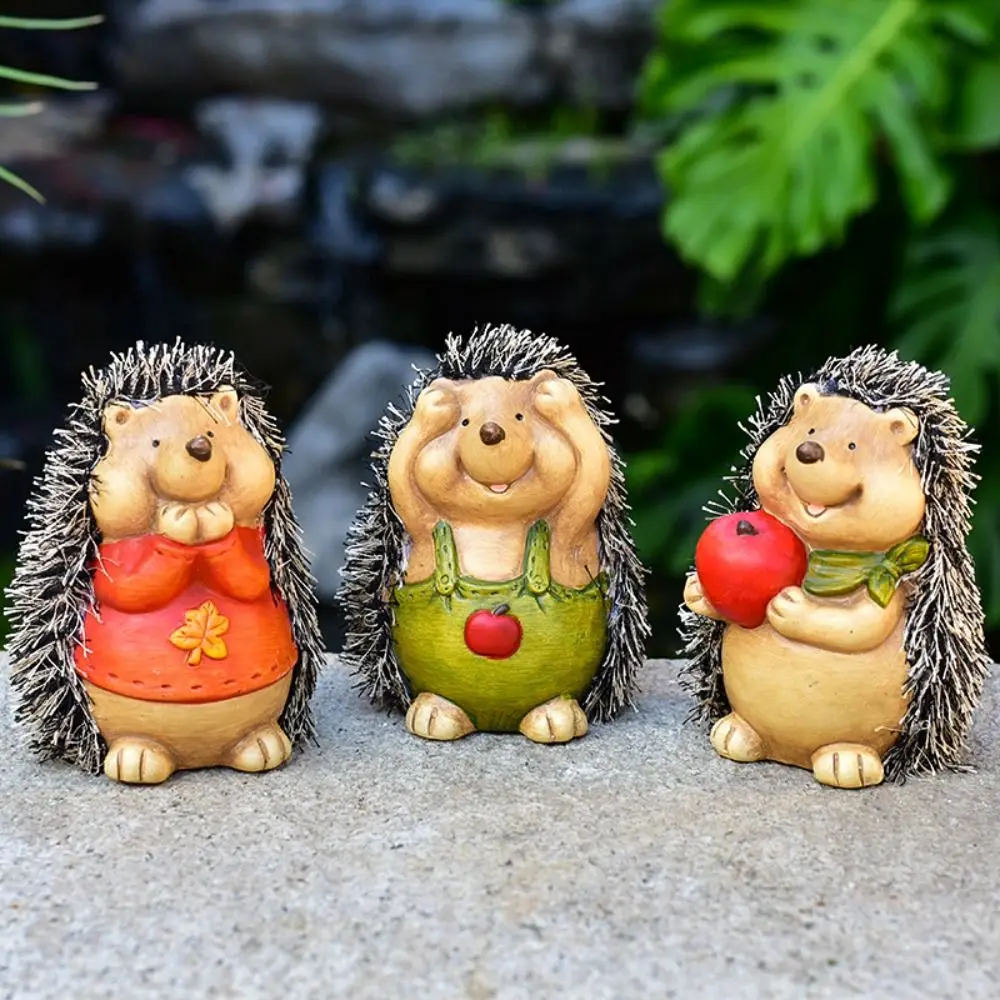 

3pcs Micro Landscape Ceramic Hedgehog Statue Cute Creative Animal Sculpture Waterproof Cartoon Miniatures Figurine Garden