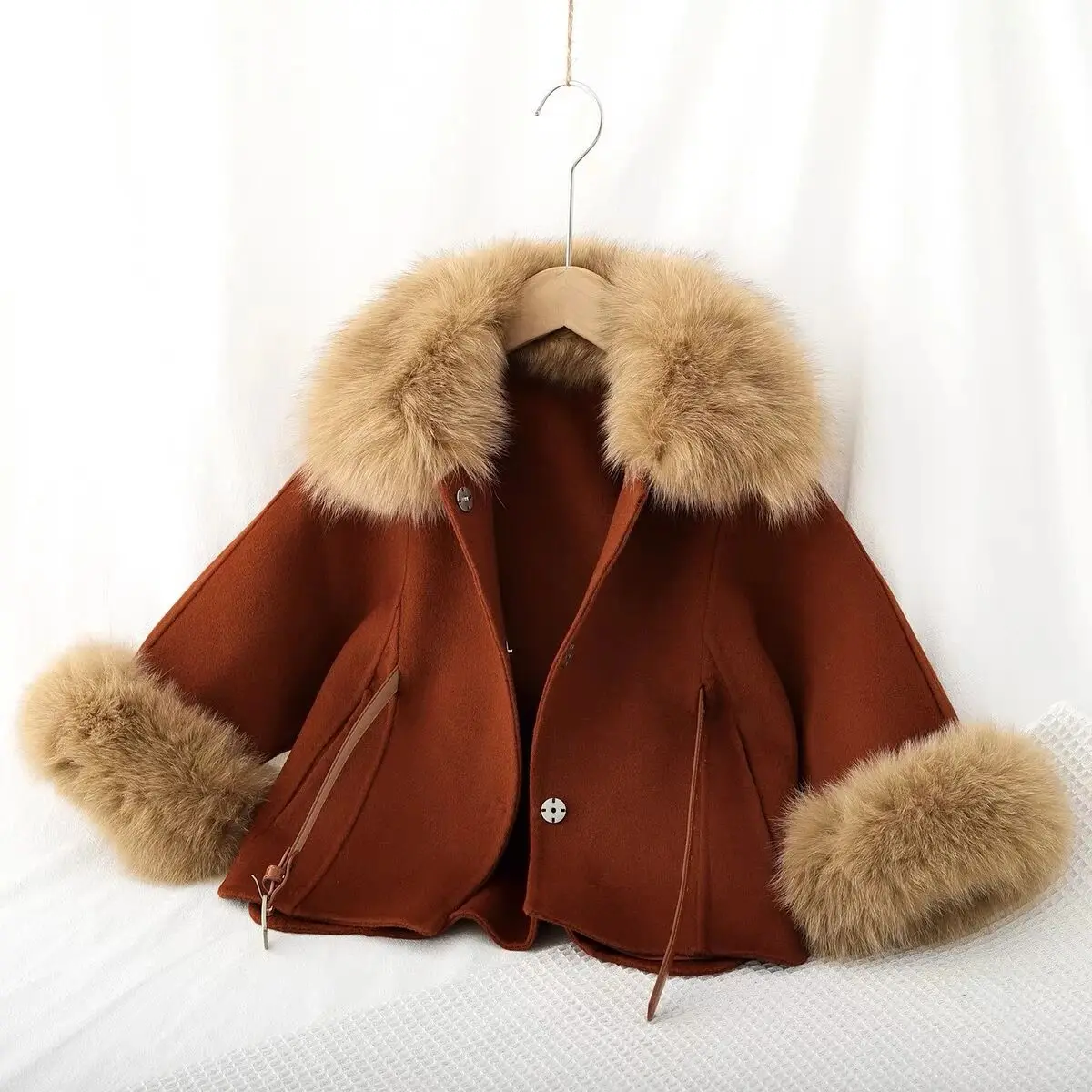 

Girls' Double sided Wool Coat Autumn/Winter New Collection Children's High end Woolen Coat Windcoat