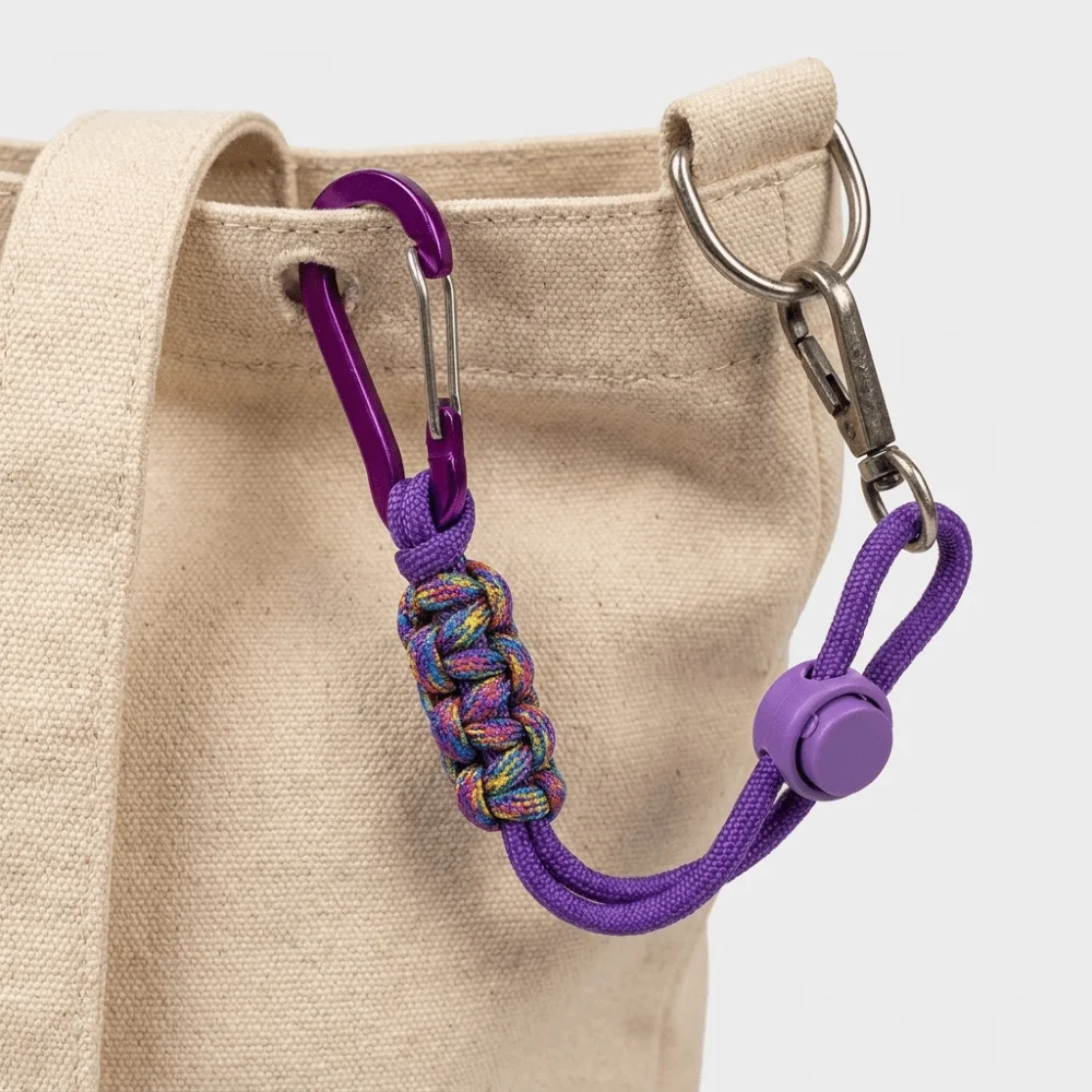 Alloy Water Bottle Lanyard Locking Carabiner Clip Braided Rope Backpack Hook Adjustable Durable Beverage Lanyard Mountaineering