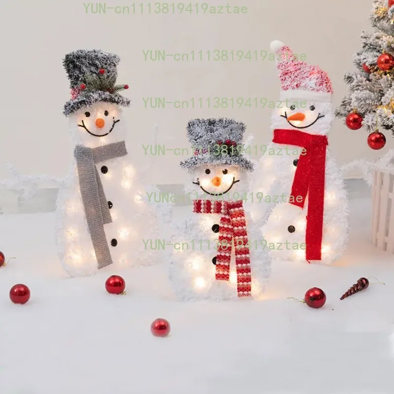 Christmas Flocking Snowman Ornament, Large Scene Decor Supplies for Mall Hotel Window Xmas Tree Layout