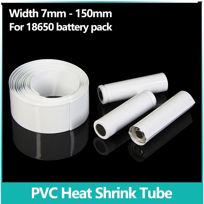1/5/10M White PVC Heat Shrink Tube 18650 Lipo Battery Pack 7mm - 150mm Insulated Film Wrap Lithium Case Protection Cable Sleeve