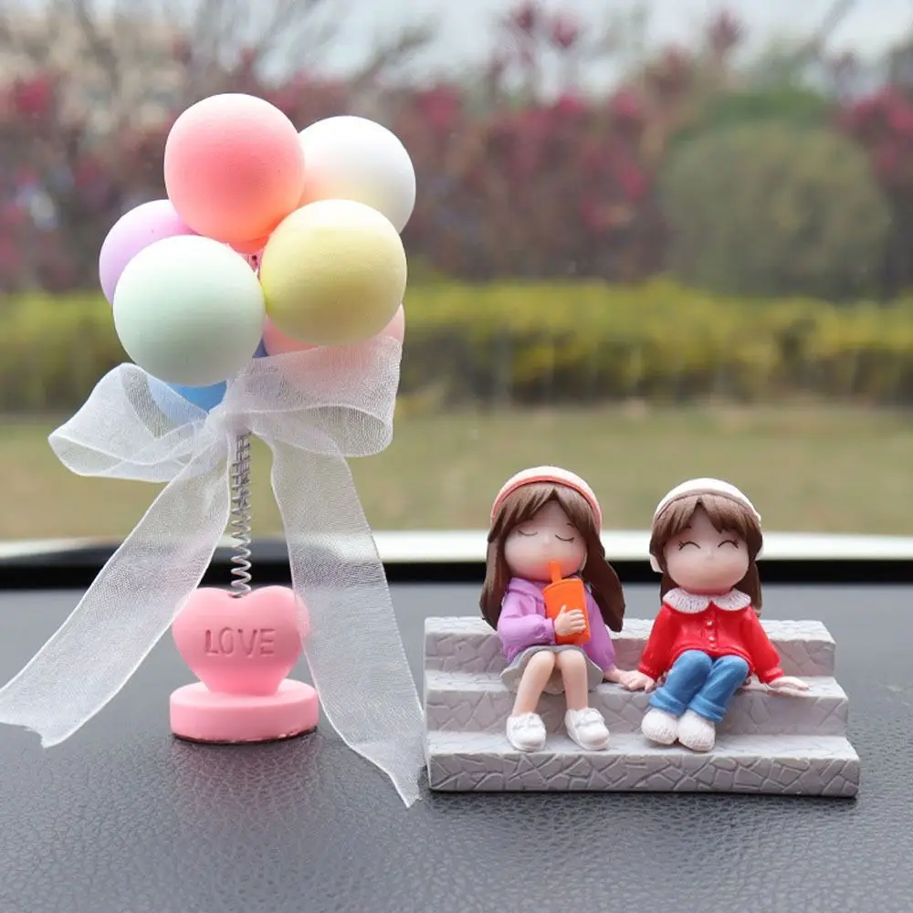 Cartoon Cute Bestie Action Figure Figurines Balloon Ornament Auto Interior Dashboard Accessories for Girls Gifts Car Decoration