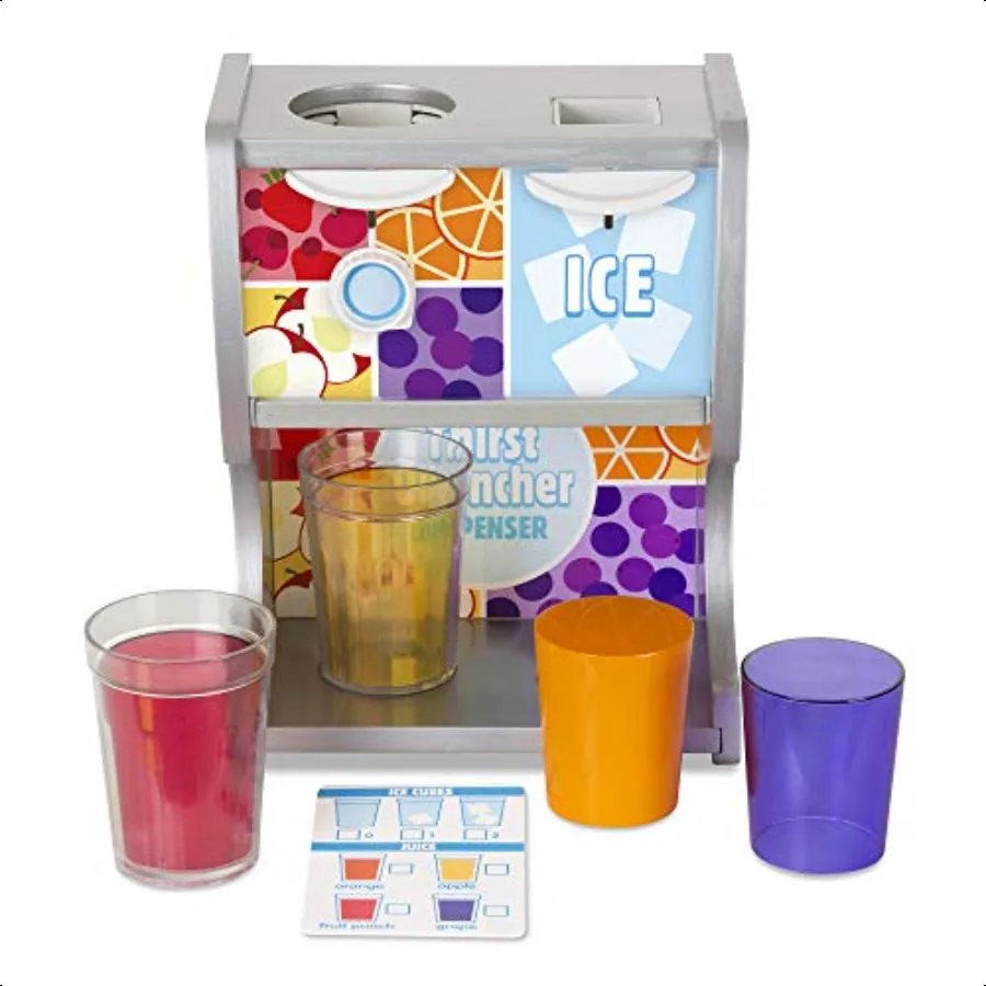 

Melissa Doug Wooden Thirst Quencher Drink Dispenser With Cups Juice Inserts Ice Cubes FSC Certified