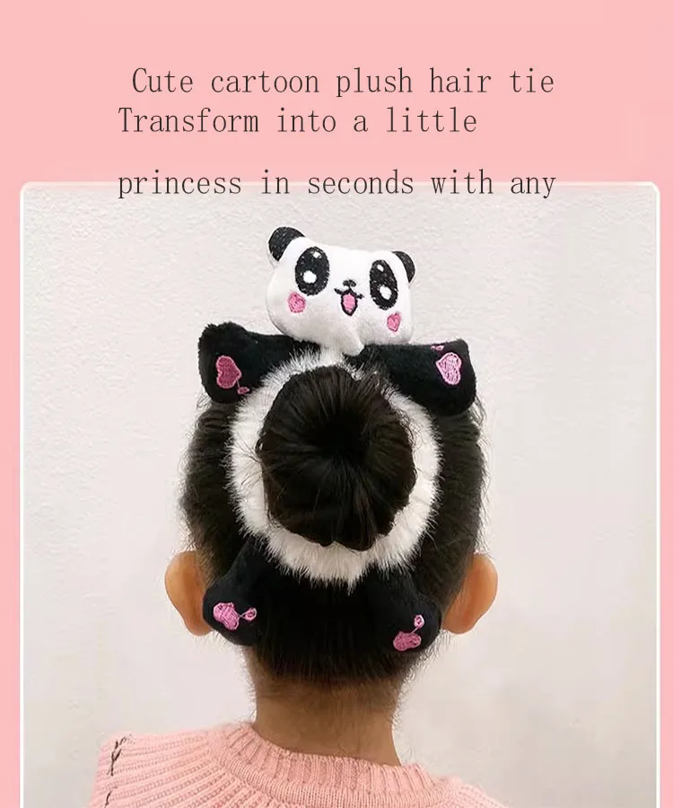 Cartoon Plush Bear Hair Tie New Cute Korean Version Of Children\'s Ball Head Ponytail Rubber Band Funny Baby Accessories