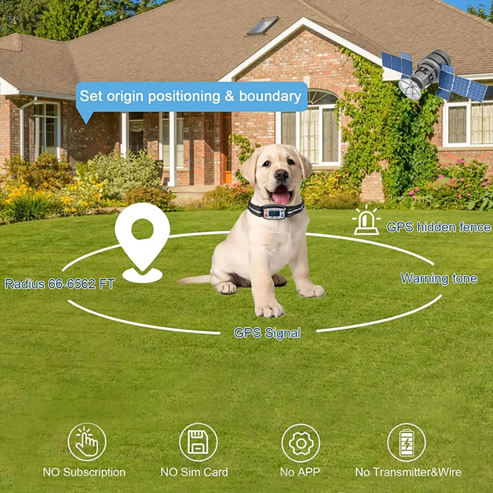 

2025 New GPS Wireless Dog Fence System, Built-in Active Antenna Position Memory Electric Smart Automatic Pet Dog Training Collar